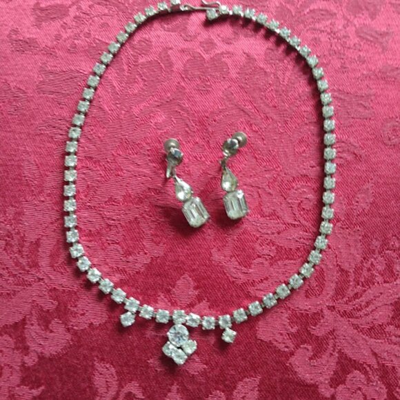 Vintage Rhinestone and Crystal Necklace and Earring Sets (2) - Picture 2 of 12